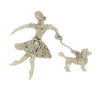 Lampl Heart Ballerina Walking Dog Vintage Figural Brooch Set
