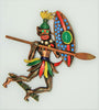 Bauman Massa Zulu Warrior Enamel Vintage Figural Pin Brooch - 1940s