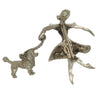 Lampl Heart Ballerina Walking Dog Vintage Figural Brooch Set