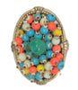 Glass Beaded Multi-Color Dress Clip Vintage Figural Brooch