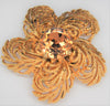 Benedikt NY Gold Tone Floral Root Beer Stone Vintage Figural Brooch