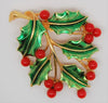 JJ Holly Berries Christmas Holiday Costume Jewelry Figural Brooch
