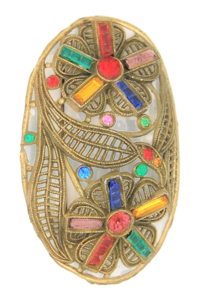 Art Deco 1920s Floral Filagree Vintage Costume Figural Coat Pin Brooch