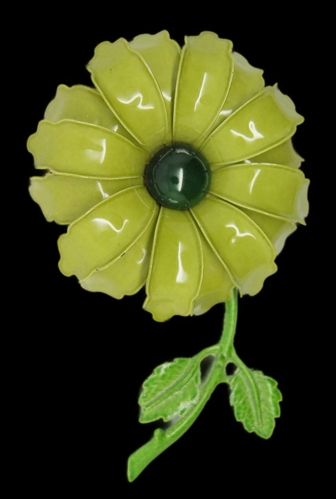 Green Flower Vintage Brooch