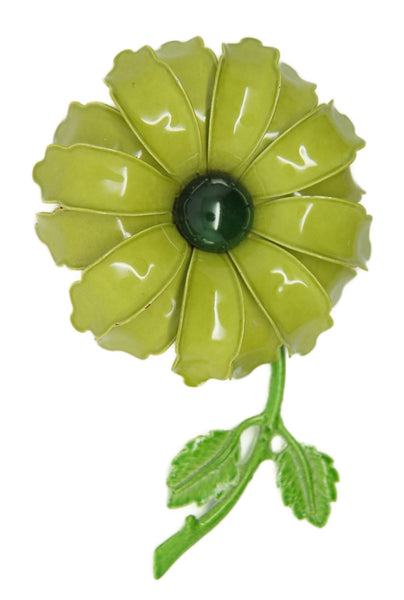 Big Green Flower Power 1950s Vintage Figural Brooch