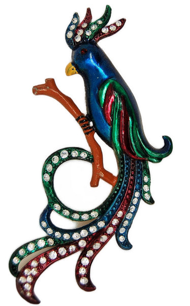 Bauman Massa Parrot Enameled Pot Metal Figural Brooch 1940s