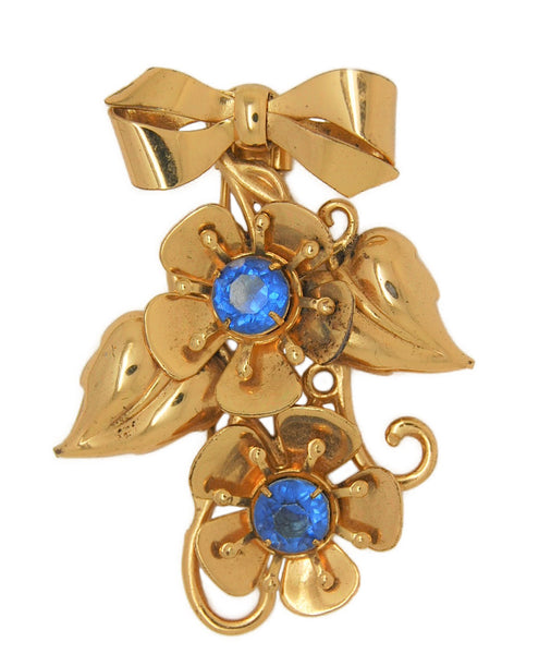Art Deco Floral Gold Tone Fur Clip Vintage Figural Pin Brooch