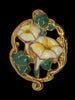 Art Deco Morning Glory Gold Plate Enameled Vintage Figural Pin Brooch