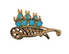 Boucher Fruit Wheelbarrow Turquoise Beads Vintage Figural Pin Brooch