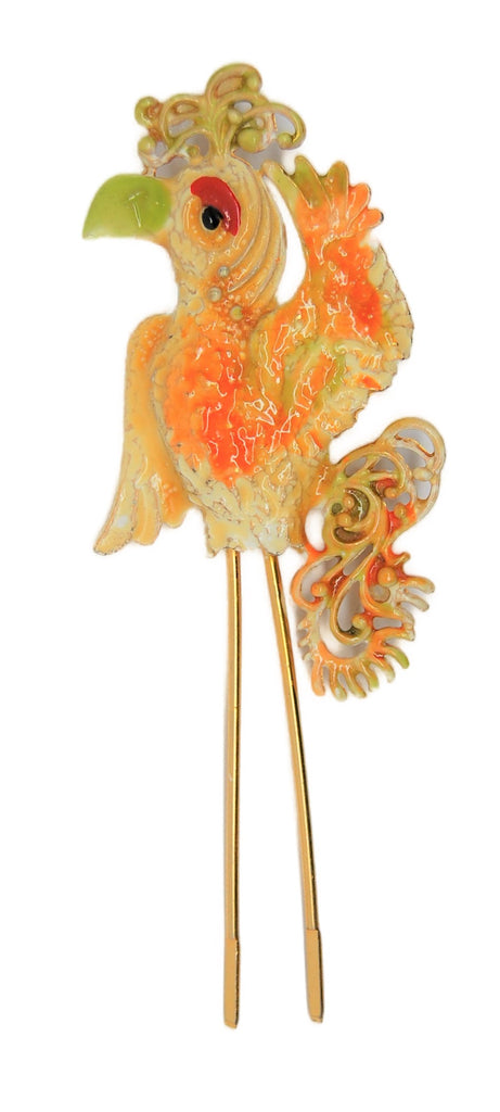 Lind-Gal LG Crazy Long Legs Enamel Parrot Vintage Figural Pin Brooch