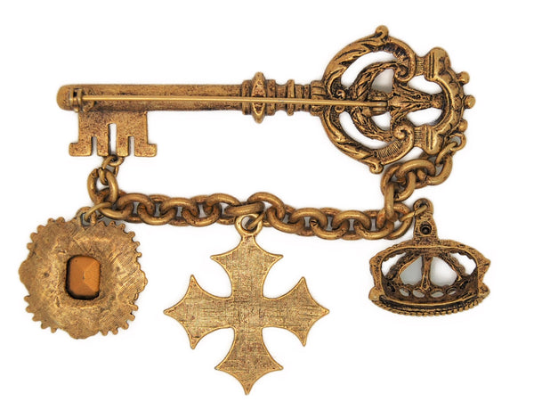 Royal Key Chatelaine Dangle Charms Vintage Figural Pin Brooch – Mink ...