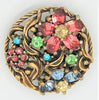 Floral Pastels Circle Vintage Costume Jewelry Figural Pin Brooch