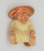 Carnegie Wiseman Carved Celluloid Vintage Costume Figural Brooch