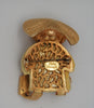 Carnegie Wiseman Carved Celluloid Vintage Costume Figural Brooch