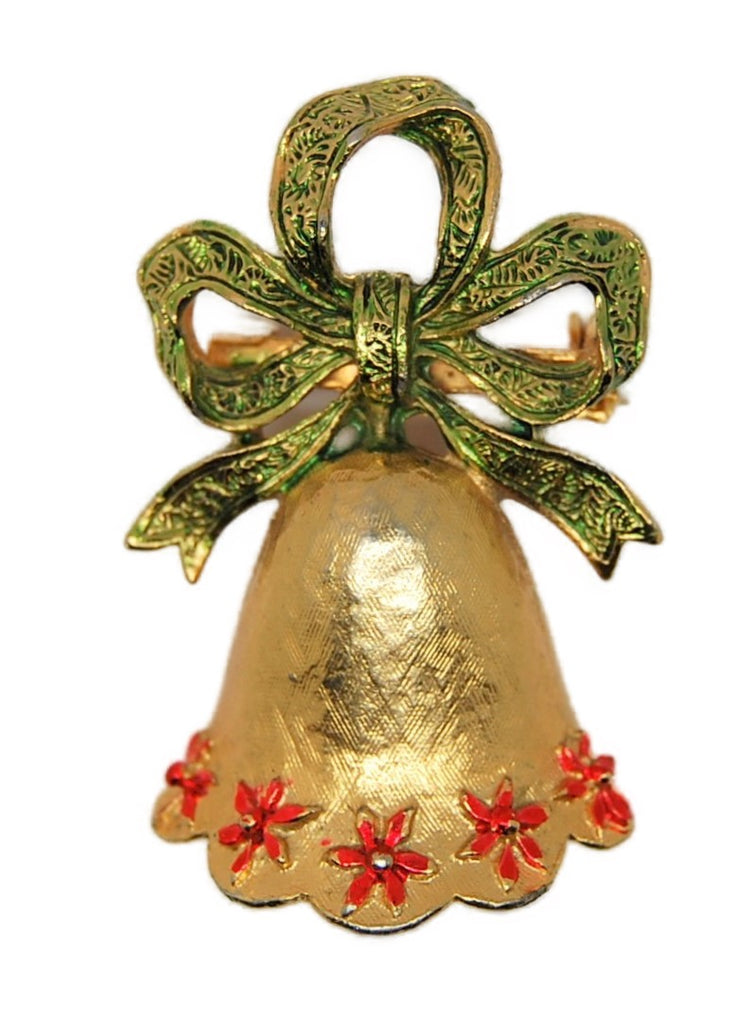 Coro Holiday Bow & Bell Vintage Figural Pin Brooch