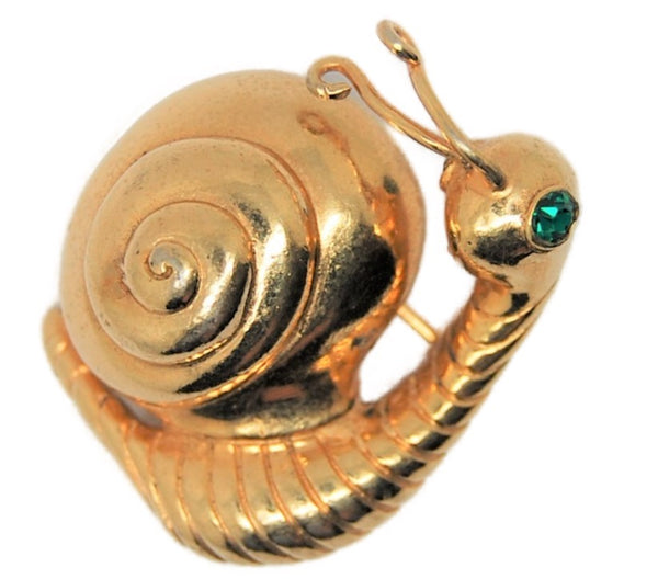 Castlecliff Gold Tone Snail Vintage Figural Costume Brooch