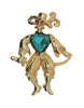 Reja Buccaneer Pirate Sapphire & Gold Plate Vintage Figural Brooch