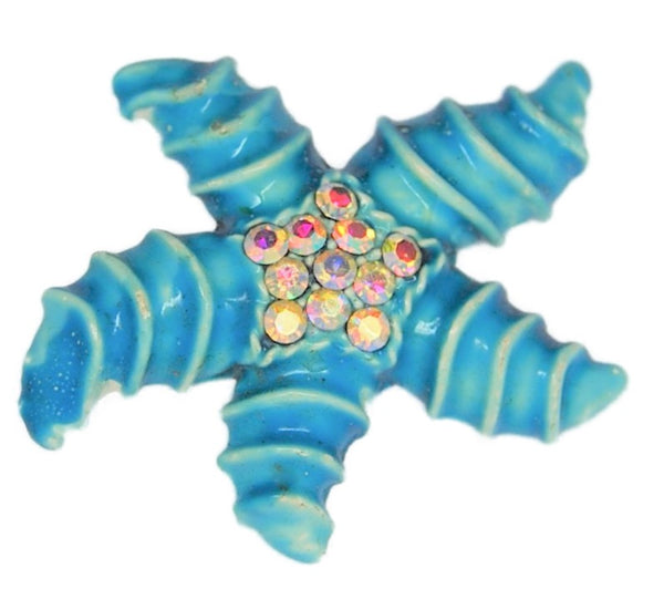 Aqua Blue AB Starfish Sealife Vintage Figural Pin Brooch