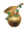 Carnegie Apple Fruit Gold & Jade Vintage Figural Brooch - 1950s