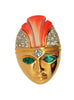 KJL Gold Tone Royal Mask Lucite Headress Vintage Figural Brooch