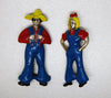 Patriotic Farmers in Overalls WW2 Vintage Figural Brooches 1943 Sterling