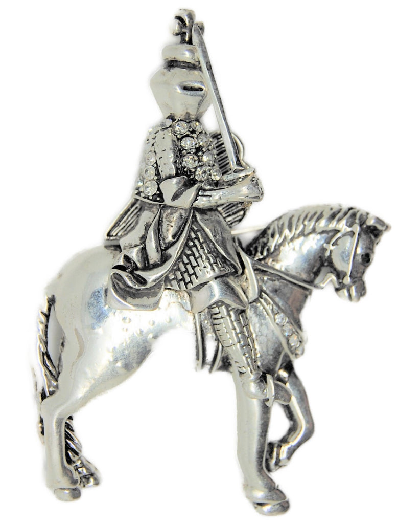 Medieval Armored Knight & Horse Vintage Figural Pin Brooch