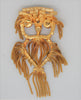 Dominique Chain Amber Stones Owl Vintage Figural Necklace Pin Brooch