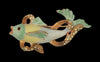 BSK Pastel Green & Yellow Finned Enamel Fish Vintage Figural Brooch - MINT