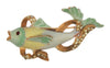 BSK Pastel Green & Yellow Finned Enamel Fish Vintage Figural Brooch - MINT