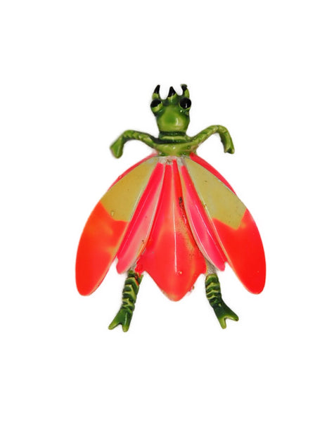 Carnegie Bright Enamel Flying Bug Vintage Figural Pin Brooch