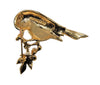 D'Orlan Bird on Branch Enamel 14kgp Rhinestones Vintage Figural Brooch