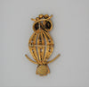 Scitarelli Curious Owl Gold Wire Rhinestone Vintage Figural Pin Brooch