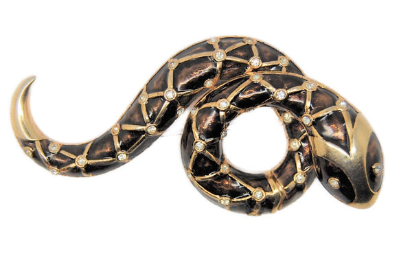 Boucher Gold & Brown Serpent Snake Vintage Figural Costume Brooch