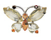 Butterfly Transparent & Amber Stones Vintage Figural Pin Brooch