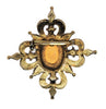 Florenza Scrolled  Shield Amber Pearl Vintage Figural Pin Brooch