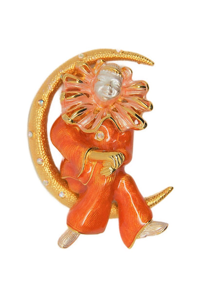 Berebi Clown on the Moon Vintage Figural Costume Pin Brooch