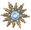 Mid-Century Starburst Aqua Glass Center Vintage Figural Pin Brooch