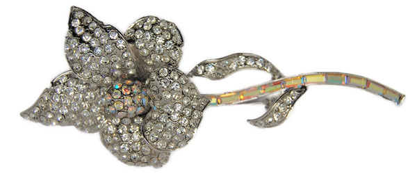 LIA Sparkling Floral Single Stem Vintage Figural Pin Brooch