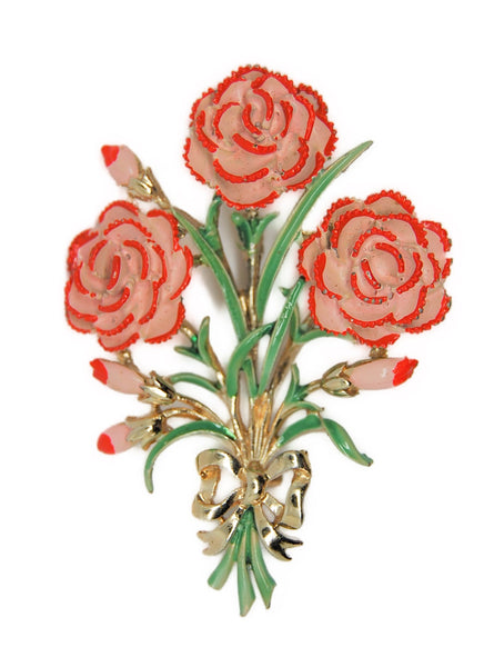 Exquisite Pinks Floral Bouquet Vintage Figural Pin Brooch