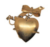 Longcraft Copper & Brass Telephone Lady Dangling Bow Heart Valentine Figural Brooch