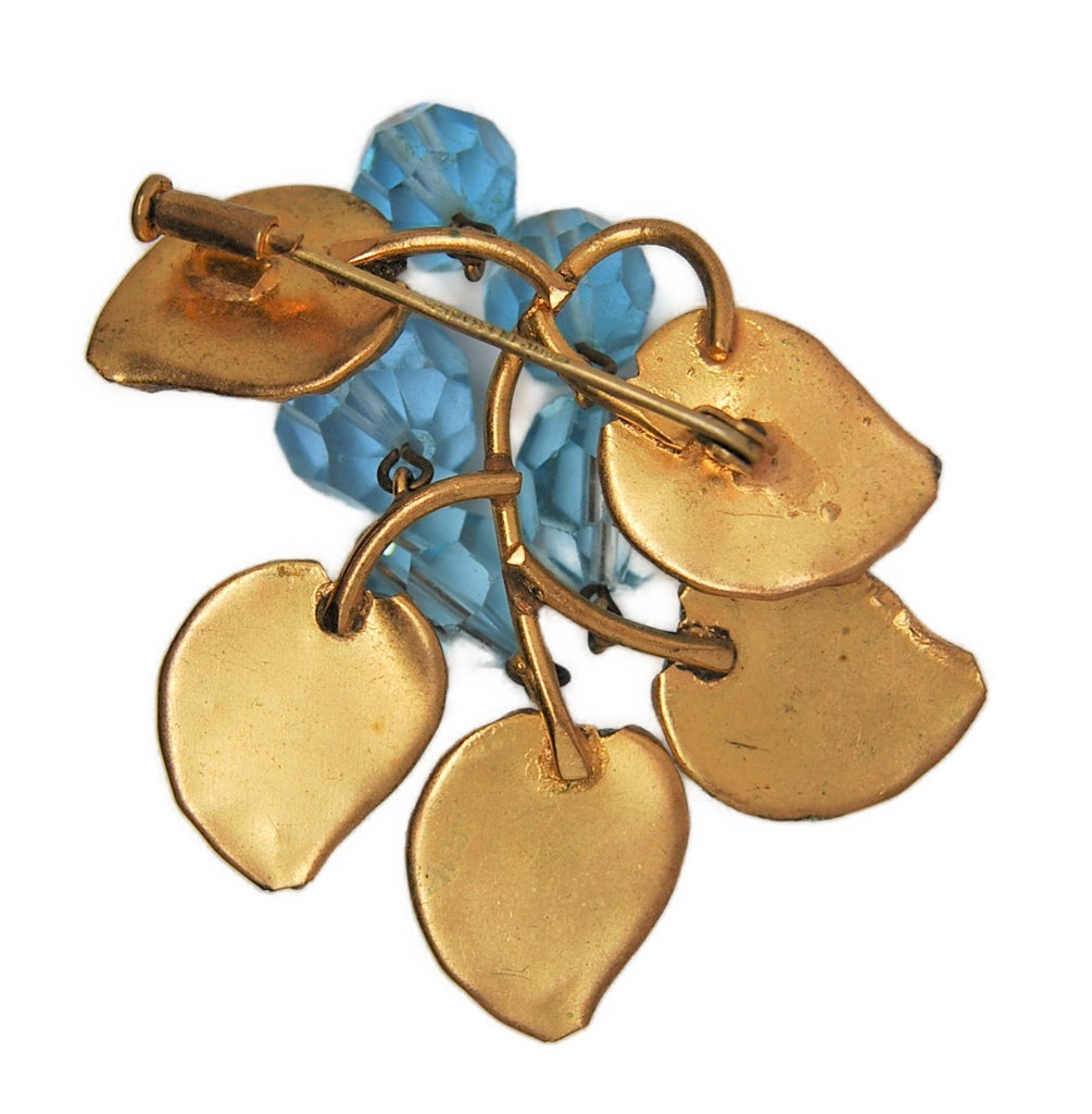 Louis Rousselet Art Glass Leaves & Beads Floral Vintage Figural Brooch ...