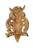 Harlequin Owl Red & Green Enamel Bright Gold Tone Vintage Figural Pin Brooch