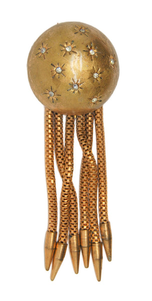 Longcraft Golden Moon & Stars Chain Dangles Vintage Figural Pin Brooch