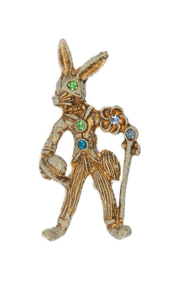 Dodds Gentleman Rabbit Bowler Hat Vintage Figural Pin Brooch