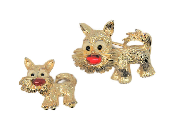 Gerrys Puppers Red Nose Scottie Terrier Dog Scatter Vintage Figural Brooch Set