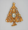 Christmas Tree Opal Belly AB Holiday Vintage Figural Brooch - mid-80s