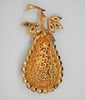 Coro Aurora Amber & Gold Pear Fruit Vintage Figural Pin Brooch