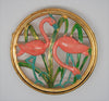 Coro Flamingo Pink in Reeds Circle Vintage Figural Pin Brooch