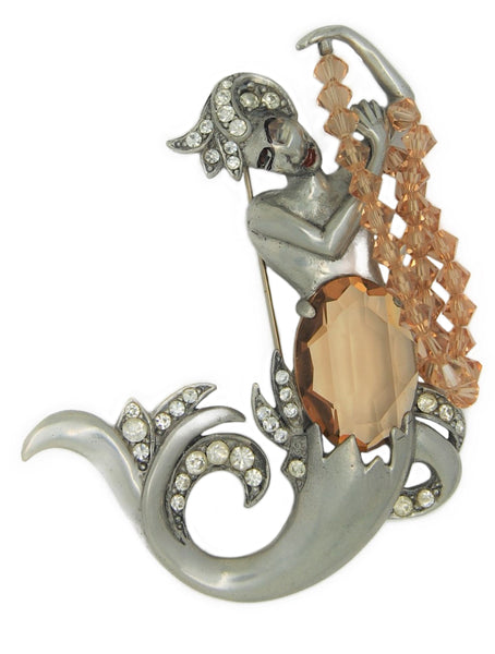 Eisenberg Nymph Mermaid Pot Metal RECAST Vintage Figural Pin Brooch