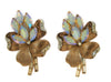 Vendome Aurora Fur Clips Floral Duette Vintage Figural Brooch Set